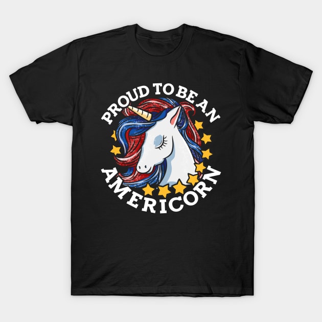 Proud to be an Americorn graphic for Patriotic Unicorn Lovers T-Shirt by biNutz